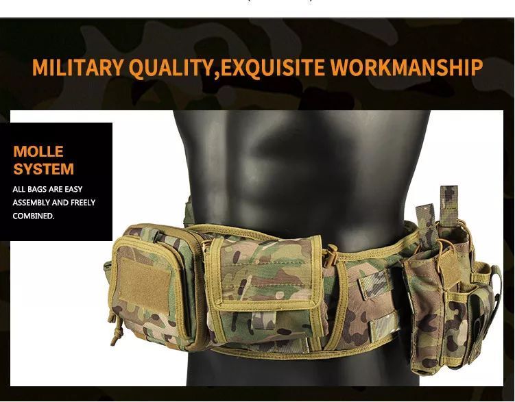 РПС Комфортный военный боевой ремень с карманами YAKEDA MOLLE Heavy Duty Soft COYOTE 220 фото